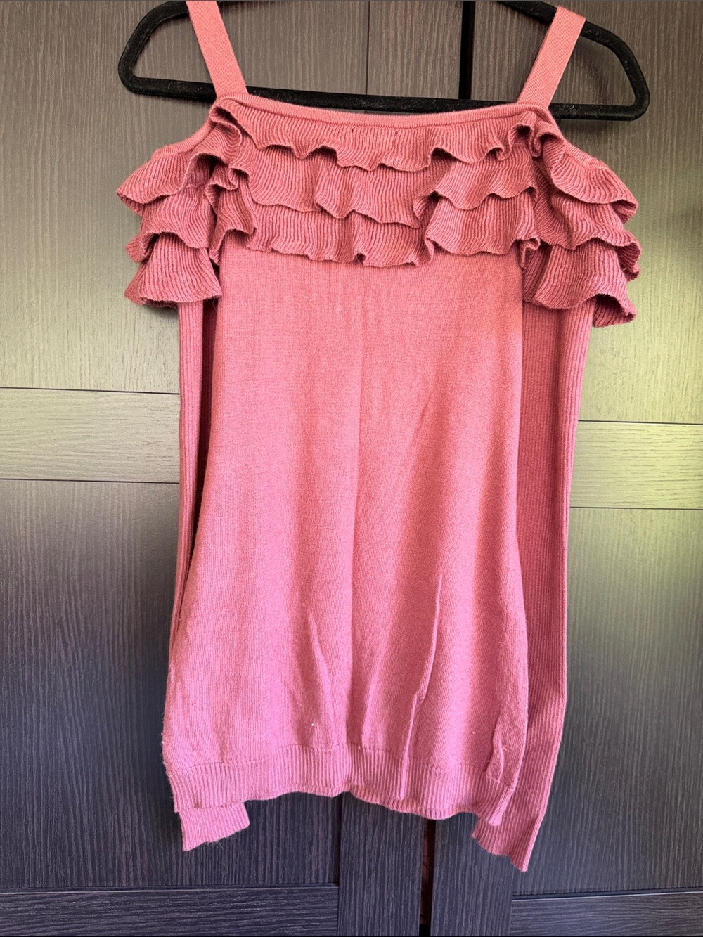 Cache Dusty Rose Ruffle Off-Shoulder Knit Top - Picture 4 of 6